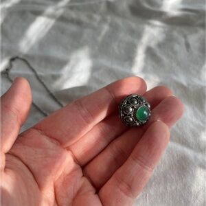 vintage sterling and green ball pendant necklace